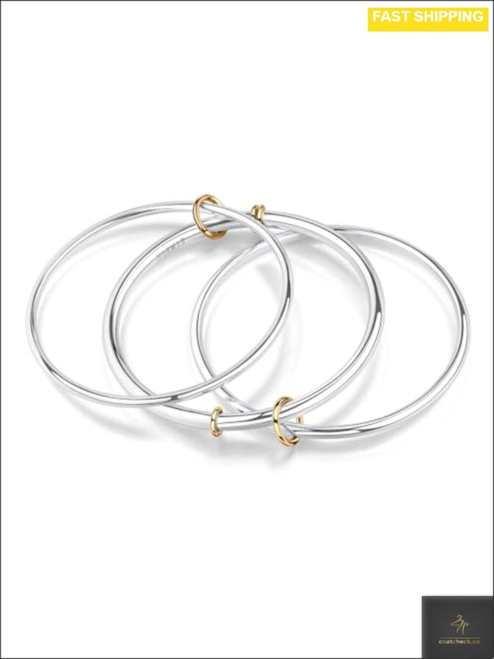 Stainless Steel Bangle Bracelet Set 3-Pack Stackable Interlocking